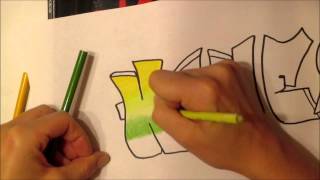 Color pencil blending Graffiti Name [upl. by Hartmann]