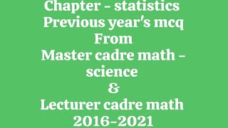 mcq ofChapterstatisticspreviousyearsmcqmastercadremathandsciencemathlecturercadre [upl. by Nobie]