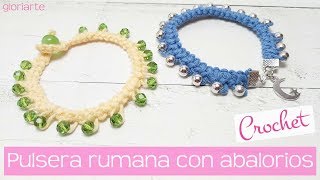 PULSERA RUMANA de GANCHILLO CON ABALORIOS ROMANIAN CROCHET BRACELET with BEADS [upl. by Loren]