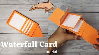 Diy waterfall card  Easy Tutorial  LacraftsVilla [upl. by Adlesirg219]