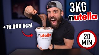 ME COMO 3KG de NUTELLA en 20 MINUTOS con CUCHARA 16000KCAL diabete is coming Nutella Challenge [upl. by Aiuqenehs]