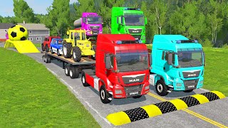 TRANSPORTING PIXAR CARS amp FRUITS WITH COLORED amp JOHN DEERE vs CLAAS vs TRACTORS  BeamNGdrive 962 [upl. by Costanza]