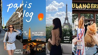 paris vlog 🇫🇷 seine river picnic eiffel tower view restaurants luxury shopping aesthetic cafes [upl. by Eannaj]