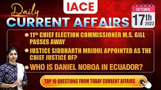 Oct 17th Current Affairs 2023  Today Current Affairs  DAILY CURRENT AFFAIRS IACE [upl. by Mello401]