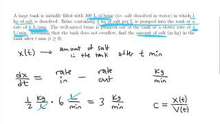 Mixing Problem Differential Equation Application [upl. by Paget]