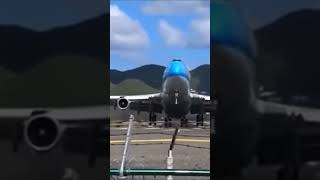 KLM 747 Uses Entire Runway for Epic Takeoff at St Maarten [upl. by Torrell527]