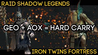 GEOMANCER  AOX Hard Carries Iron Twins 15 Magic Affinity Team Showcase  RAID Shadow Legends [upl. by Karwan]