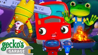 Firefighting with Dandy The Dog  Geckos Garage  Trucks For Children  Cartoons For Kids [upl. by Nolyar]