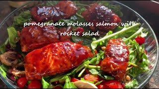 Pomegranate Molasses Salmon and Rocket Salad easy 30 minute recipe  Calm Cooking [upl. by Michaela]