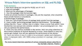 Virtusa Polaris 1st round interview questions and answers on SQL and PLSQL [upl. by Ollie]