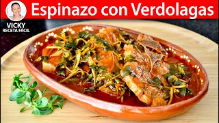 ESPINAZO CON VERDOLAGAS  Vicky Receta Facil [upl. by Argent]