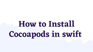 How to install cocoapods  Swift  iOS [upl. by Dupre]