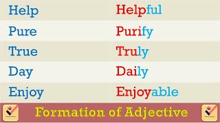 Formation of Adjective  Verb  Adverb by adding Suffixes  200 Important words  Formation of Words [upl. by Holloway]