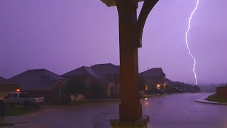 A Texas Electrical Storm 3 Ground Strikes Instant Daylight [upl. by Ydnak576]