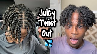 Taking Out Juicy Two Strand Twist After A Month  Mens Twist Out Tutorial [upl. by Christean]