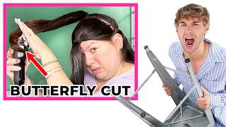 Hairdresser Reacts To INSANE AtHome Butterfly Cuts [upl. by Kraska]