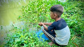 Best Fishing 🎣🐟 Big fish are being caught in village pond with hook and fish bait  Hook fishing [upl. by Name]