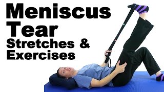 Meniscus Tear Stretches amp Exercises  Ask Doctor Jo [upl. by Anirbed]