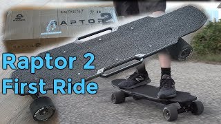 Raptor 2 Unboxing  FIRST RIDE Electric Skateboard [upl. by Buchanan]