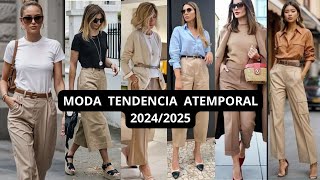 MODA TENDENCIA OTOÑO INVIERNO 20242025 OUTFITS CASUAL con PANTALONES de COLOR NUDE O CAMEL [upl. by Anirbac]