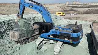 Caterpillar 345C Excavator Loading Trucks  65 Minutes Movie [upl. by Cohligan]