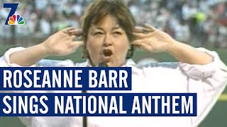 Roseanne Barr Sings National Anthem at Padres Game 1990  NBC 7 San Diego [upl. by Joya]