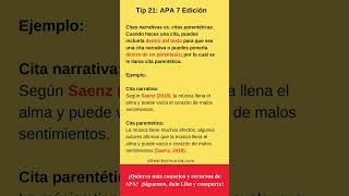 Citas narrativas y citas parentéticas  Normas APA 7 edición  LA MÁS ACTUALIZADA [upl. by Charlotte]