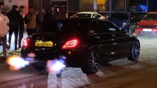 Merc C350e Hybrid Exhaust Flames straight pipe [upl. by Innis82]