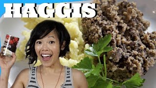 HAGGIS Taste Test  stuffed sheeps stomach  Emmy Eats Scotland [upl. by Ayamat]