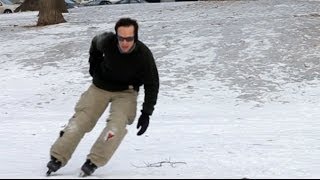 Ice Skating In Inline Skates Ice Blades [upl. by Latihs946]