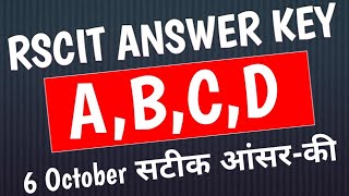 Rscit answer key 6 october। Rscit answerkey 6 october 2024 Rscit 6 october answerkey RscitAnswerkey [upl. by Azitram]