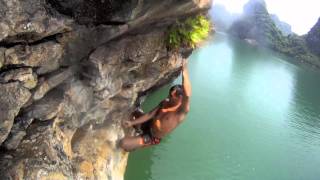 Halong Bay Deep Water Soloing Rock Climbing [upl. by Meingolda]