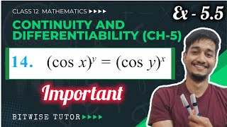 Find dydx of the function cos xy  cos yx  Derivative of cos x power y equal to cosy power x [upl. by Eulaliah]