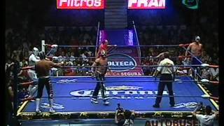 CMLL Místico Volador Jr La Sombra vs Atlantis Rey Bucanero Negro Casas 20090324 [upl. by Hairabez]