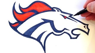 How to Draw the Denver Broncos Logo FREEHAND [upl. by Esinev]