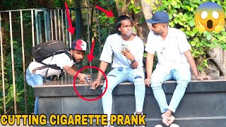 Cutting Peoples Cigarette Prank   MOUZ PRANK [upl. by Yeldud]