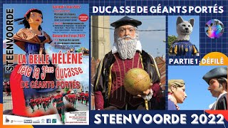 Cortège de la ducasse de géants portés de Steenvoorde 2022  Défilé [upl. by Nodnrb]