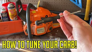 How To Adjust  Tune a Chainsaw Carburetor  Husqvarna Stihl BEST Way [upl. by Kalk]