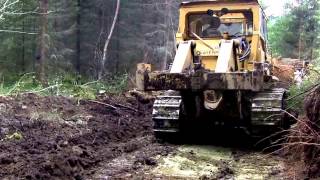 Caterpillar D7 F bulldozing logging road [upl. by Tina]