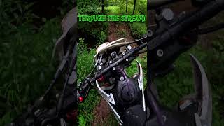 Through the stream with AWD  ALL WHEEL DRIVE dirt bike  Christini AWD 250cc big wheel [upl. by Aienahs]