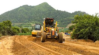 Excellent Pushing Land To Build Subgrade Roads Processing With KOMATSU Motor Grader 850 ampRoad Roller [upl. by Curson]