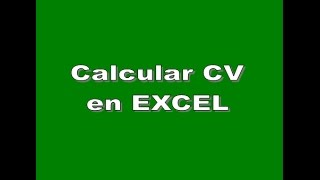 Como calcular CV en Excel [upl. by Mccahill]