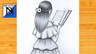 How to draw a Girl reading book Drawing easy  Pencil sketch for beginner  Drawing tutorial [upl. by Anneehs330]