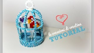 DIY Gabbietta per Uccelli 3D con HAMA BEADS StripedPerlerPyssla  Birds Cage Tutorial [upl. by Shanan491]