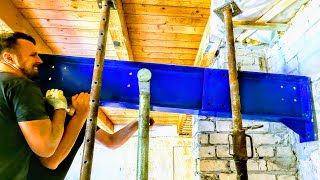 CREATING WALL OPENING MYSELF INSTALL STEEL BEAMLINTELCEILING BEAMS REMOVE LOADBEARING WALL DIY [upl. by Lamee]