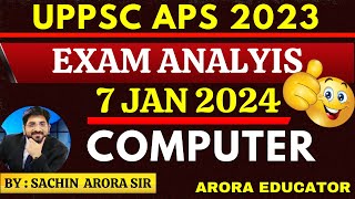 UPPSC APS Exam Analysis 7 Jan 2024  UPPSC APS Answer Key  UPPSC APS Computer Questions [upl. by Jabe]