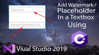 How to add Watermark  Placeholder in a Textbox in C 2020  Visual Studio 2019 [upl. by Adivad]