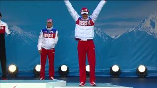 Mens short distance biathlon standing Victory Ceremony  Biathlon  Sochi 2014 Paralympics [upl. by Larsen]