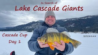 Lake Cascade Giants  Cascade Cup Day 1  Ice Fishing Tournament for Jumbo Perch fishing [upl. by Oinegue]