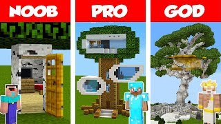 Minecraft NOOB vs PRO vs GOD Modern Tree House CHALLENGE in Minecraft  Animation [upl. by Keisling]